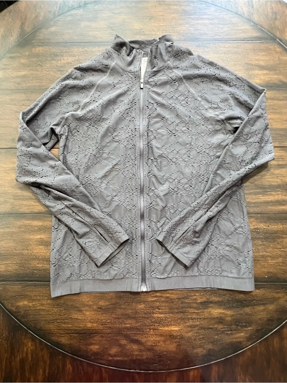 Fabletics Luciana Pointelle Seamless Jacket Dark Gray Long Sleeve Full Zip XL